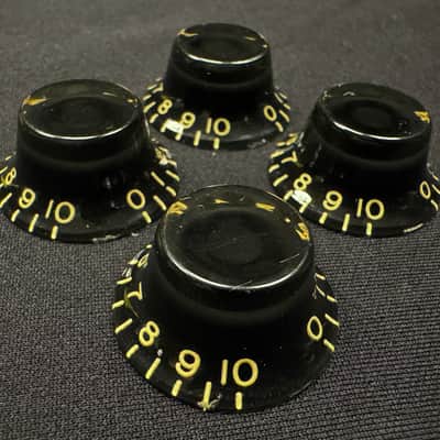 Gibson OEM Custom Shop PREMIUM Correct Vintage Spec Black Beauty Butyrate Top Hat Knobs Light Aged Gibson Les Paul 19571968 Reissue Set of 4