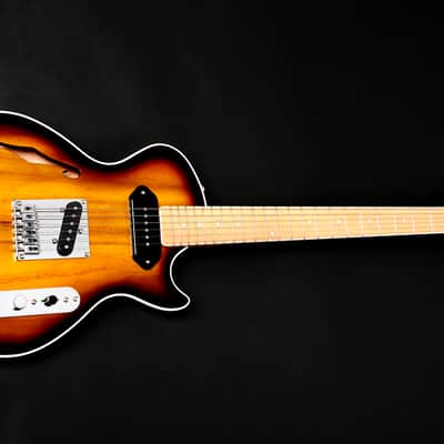 BootLegger Guitar Single Barrel Brown Red Black Burst Custom Case & Flask P90 & Single Coil image 3