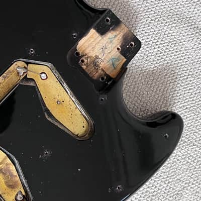 1970s Fender Mustang guitar body original black image 2