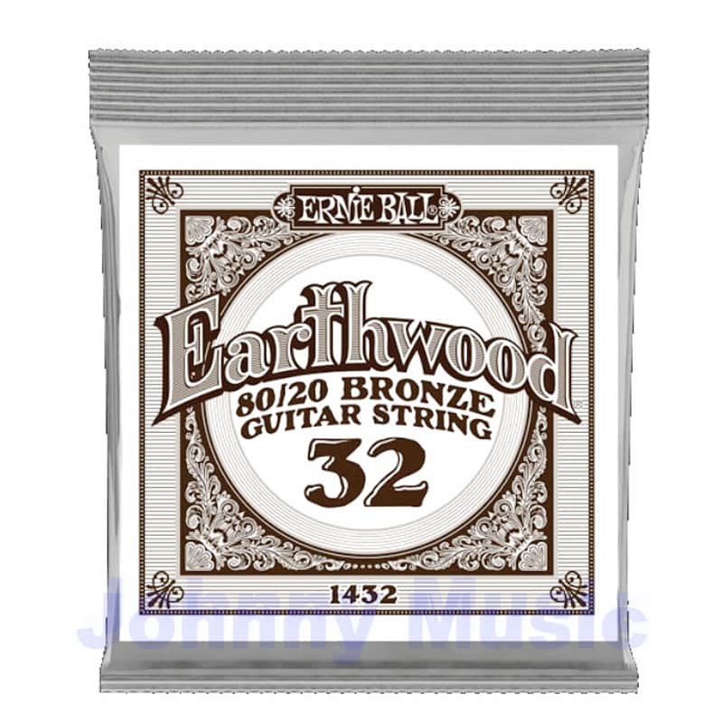.032" Earthwood 80/20 Bronze Wound Over Brass-Plated High-Carbon Steel Hex-Core Acoustic Guitar Single String image 1