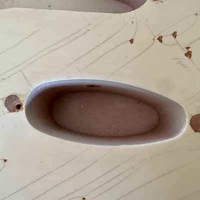 MJT Stratocaster Body, Aged, Reliced, Olympic White Over Three Tone Sunburst image 13