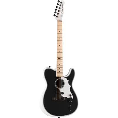 Fender Jack White Triplesonic Acoustasonic Telecaster - Satin Arctic White w/ Black Top image 4