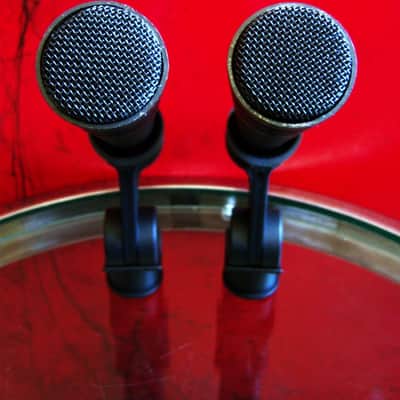 Two vintage AKG D70ME Dynamic cardioid Microphones Low Z w mic clips and case drum, toms, brass image 14
