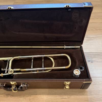 Bach 42BO Stradivarius Series Tenor Trombone with Open Wrap F Attachment, Standard Rotor Valve 1990s - Clear Lacquered Brass image 9