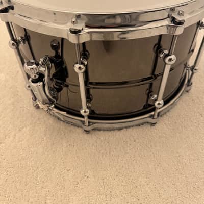 Ludwig Universal Brass 8x14" Snare Drum with Die cast Hoops 2022 - Present - Black Nickel over Brass with Chrome Hardware image 3