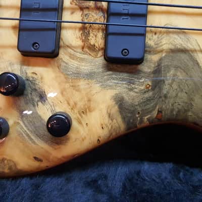 Roscoe SKB 3005 Fretless 5 String Bass Ash Body Buckeye Burl Top NTMB-918F image 5