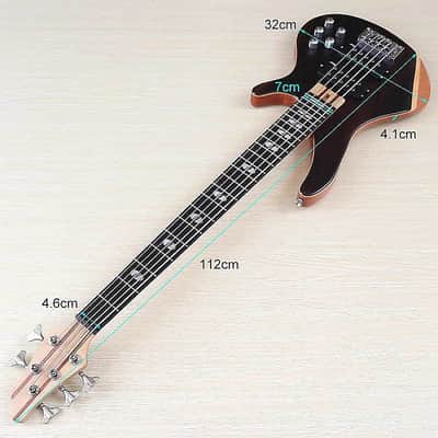 Custom Active 5 String Electric Bass, Zebra Top Okoume Wood Body, Maple Neck image 6