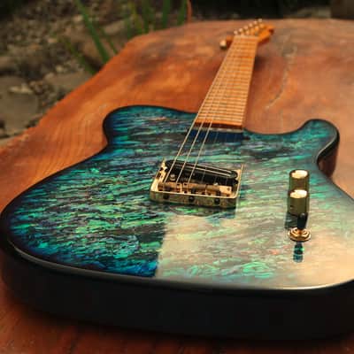 Pearlvibe tele real full abalone top Blue Bayou vintage telecaster image 10