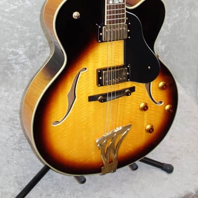 Washburn J5 J-5 hollow body electric guitar in sunburst finish image 2