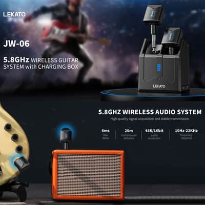 LEKATO 5.8G 4 Channel Wireless Guitar Transmitter Receiver System with Charging Box image 9