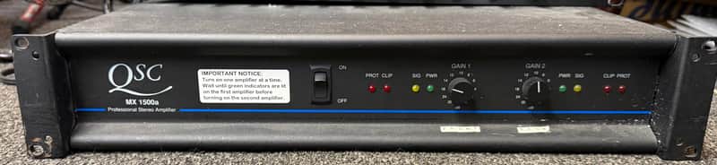 QSC MX1500a Stereo Power Amplifier 1990s - Black image 1