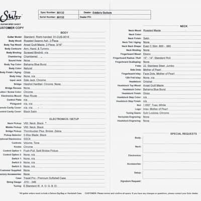 Suhr Standard Roasted - Bahama Blue Burst image 15