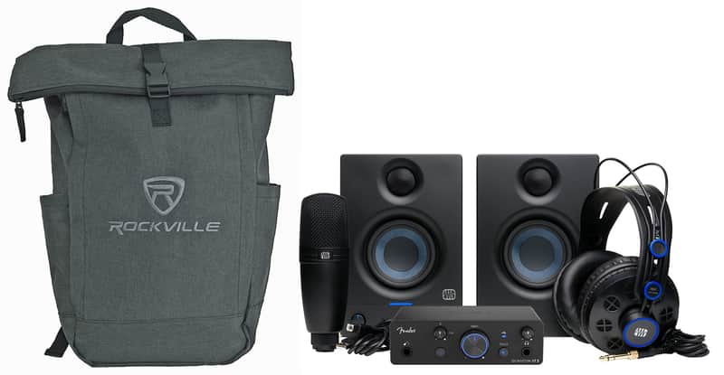 Fender Quantum Complete Interface+Monitors+Mic+Headphones+Cables+Laptop Backpack image 1