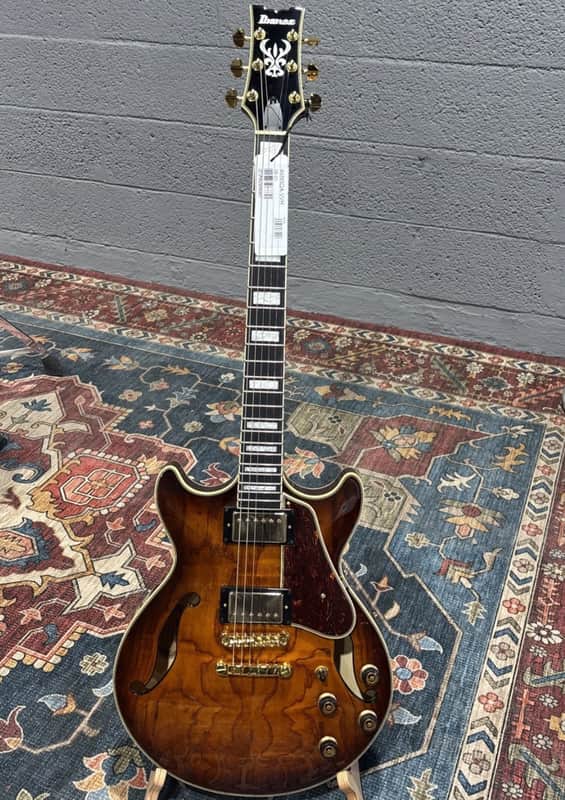 Ibanez AM93QA Artcore Exp S-H Electric Guitar, Ebony, Vintage Violin High Gloss image 1