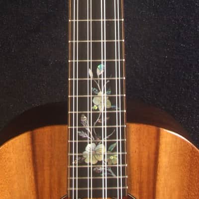 Gift for Musician - Handmade 8 String Baritone Ukulele, Solid Acacia, Indian Rosewood, Slotted Head, Floral Inlay, Bruce Wei UG19-2346 image 7