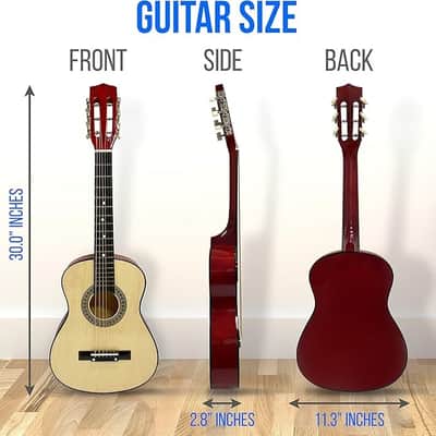 30-Inch Beginner Acoustic Guitar Kit, 6-String Classical Style Travel Guitar for Kids and Adults - Includes String Set, Strap, Picks, Pitch Pipe, Storage Gig Bag image 2