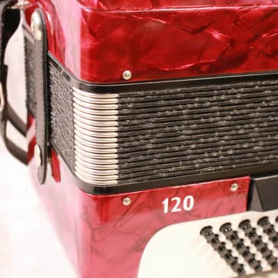 Hohner Student 120 Accordion in Red Pearloid w/ Case image 12