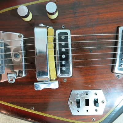 Vintage 1960s Teisco Phantom Guitar Del Rey Domino Great Shape Coffin Case image 3