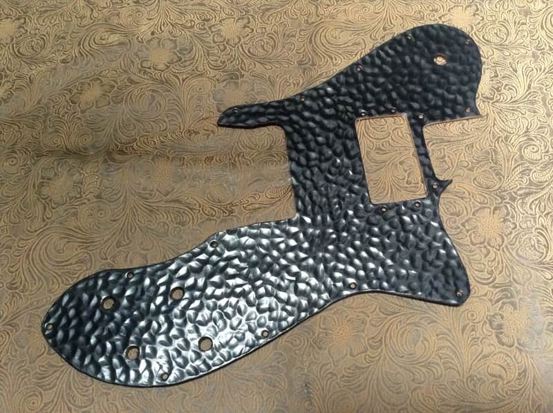 Custom Tooled Leather "Hammered Metal" Pickguard fits Fender Telecaster 72 RI image 1