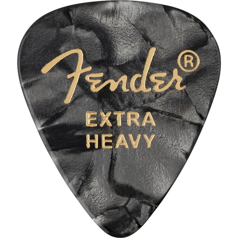 Fender Premium Celluloid 351 Shape Guitar Picks, Extra Heavy, Black Moto, 12-Pack image 1
