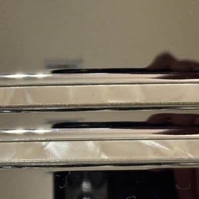 Pearl DUX1465BR Duoluxe 14x6.5" Chrome Over Brass Snare Drum 2021 - Present - Nicotine White Marine Pearl Inlay image 8