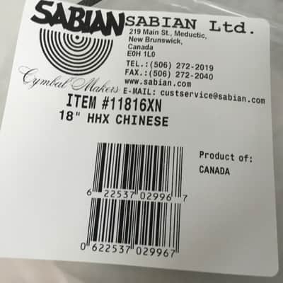 Sabian HHX 18" Chinese Cymbal/Natural Finish/Brand New/Model # 11816XN image 8