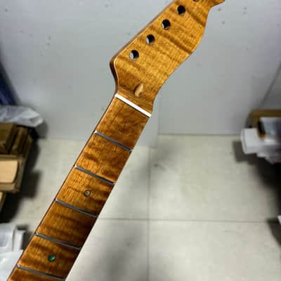 Electric Guitar neck 22 frets Roasted Flame Maple 25.5inch DIY Part repalce image 2