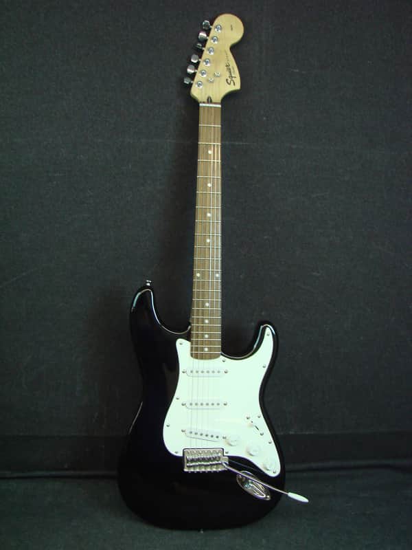 2002 Squier by Fender 20th Anniversary Affinity Strat Black Electric Guitar image 1