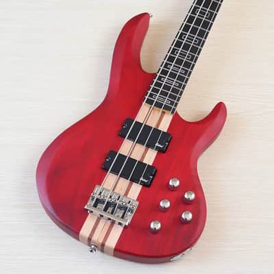 Red Custom 4 String Electric Bass, Ash Wood Body, Maple Neck, 24 Frets Fingerboard image 6