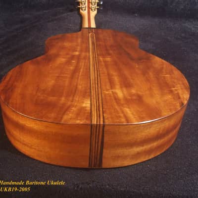 Handcrafted 4 String Baritone Ukulele, Solid Mango & Acacia, Flower inlay, Soft-bag, Bruce Wei UKB19-2005 image 9
