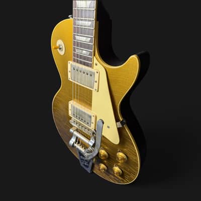 Gibson Custom Shop M2M 1957 Les Paul Goldtop Darkback Reissue • Murphy Lab Heavy Aged • Bigsby • Lower Logo • Aged Case 2024 - Double Gold image 10