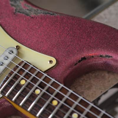 American Fender Stratocaster Relic Custom Nitro Pink Sparkle HSS CS Texas Specials image 10