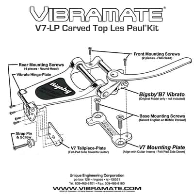 Vibramate V7-LP Mounting Kit for Bigsby B7 Carved Top Les Paul Guitars - Chrome image 2