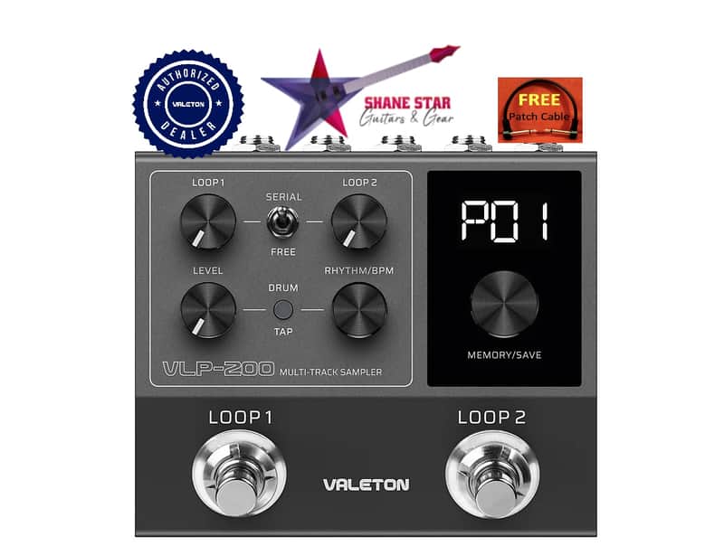 Valeton VLP-200🎶Multi-Track Looper/Sampler⚡Guitar & Vocals, Dual Independent Loopers+Built-In Stereo Drum Rhythms image 1
