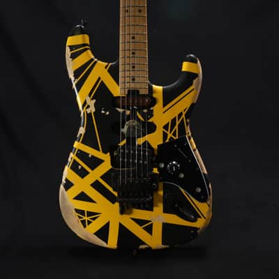 EVH Striped Series Frankenstein Frankie Electric Guitar - Black with Yellow Stripes, Relic 107 image 1