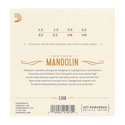 D'Addario EJ80 Phosphor Bronze Octave Mandolin Strings, Medium, 12-46 image 7