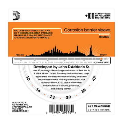 D'Addario Guitar Strings EJ10-3D 3-Pack Extra Light 80/20 Bronze image 2