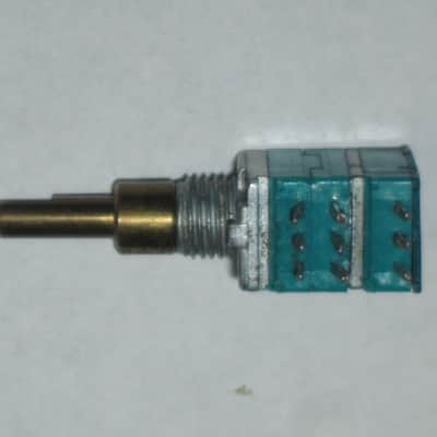 used (is fine & works) Boss MIDDLE / MID FREQ potentiometer [ upper part : 50 30C 04 5F / lower part: 10 4w 04 5F ] + nut and two piece knob (controls) taken off of MT-2 Metal Zone (pedal NOT included) 2000s / 2010 (teal rectangle shape, stacked) image 11