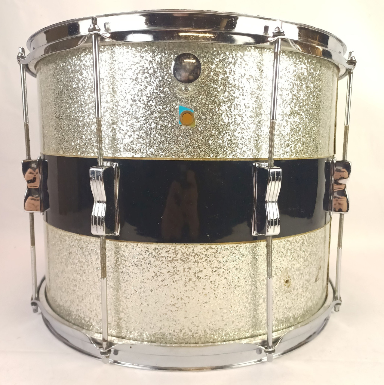 Ludwig 12x15"Tenor Tom Drum Silver Sparkle/Black Cortex Vintage70s Blue/Olive 6p — main photograph