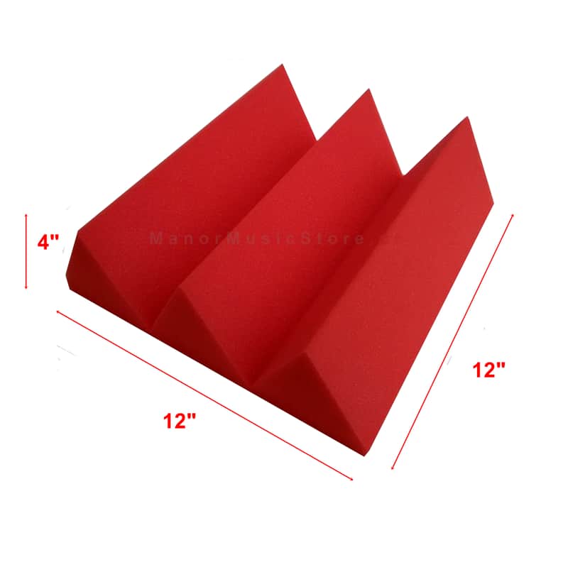 Acoustic Foam 48 pack Red  Wedge Soundproofing Tiles 12x12x4 inch (30x30x10cm) image 1