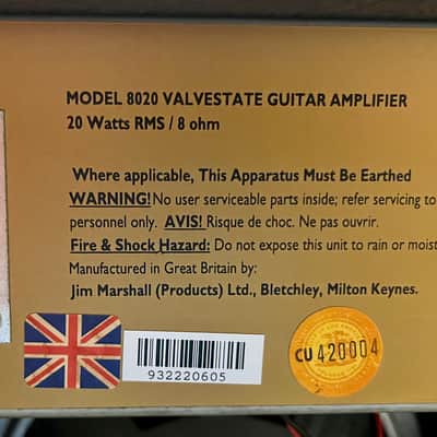 Marshall Valvestate 20 Model 8020 2-Channel 20-Watt 1x10" Guitar Combo 1991 - 1998 - Black image 5