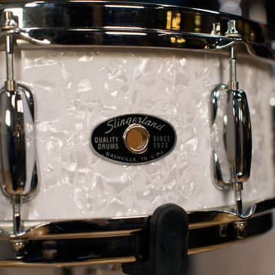 SLINGERLAND BUDDY RICH 5 PIECE SIGNATURE DRUM KIT No.2, NASHVILLE BUILT WITH FULL HARDWARE PACK AND SOLID SHELL SNARE DRUM, WHITE MARINE PEARL (PRE-LOVED) image 16