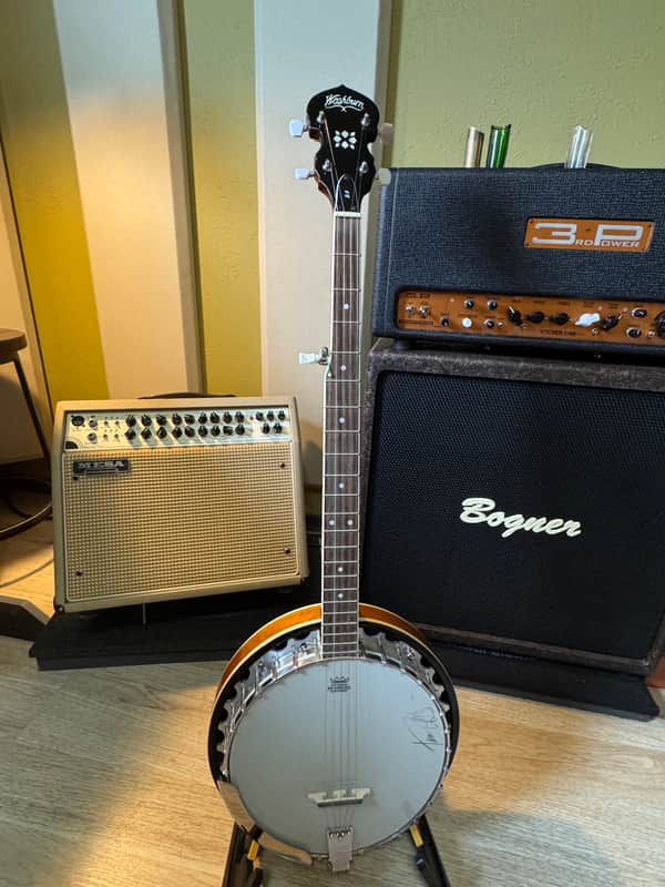 WASHBURN AMERICANA B9 SUNBURST BANJO SIGNED BY BLUEGRASS LEGEND TIM O'BRIEN!! w/ OHSC image 1