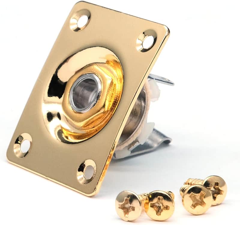 Metal 1/4 Output Jack Plate Input Jack Socket for Tele SG Style Electric Guitar Parts Replacement (Gold) image 1