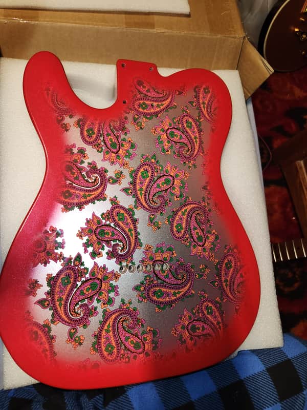Red Paisley Telecaster Style Guitar Body Only image 1