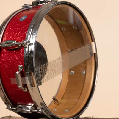 Vintage Zim-Gar 5x14 Red Sparkle Snare Drum image 9