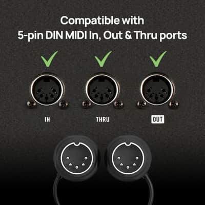 MIDI Cable 4-Pack - 1FT / 30cm, 5-pin DIN, Low-Profile - Mirrored 45-Degree Angled Ultra-Thin Plugs for Compact Spaces - Ideal for MIDI Interface, Pedalboard, Keyboard image 5