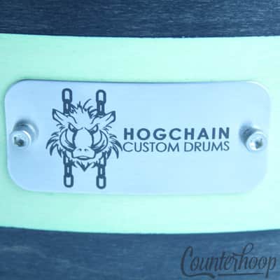 Hogchain Custom Drums 14x6.5"Wood Hoop Snare Black/Green Maple Shell 1Point Lugs image 2