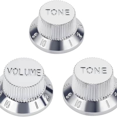Electric Guitar Control Knobs 2 Tone and 1 Volume Knobs Metric 6mm (15/64") Speed Knobs Top Hat for Squier Strat ST Electric Guitars Pack of 3 JT/XN-04 Chrome image 1