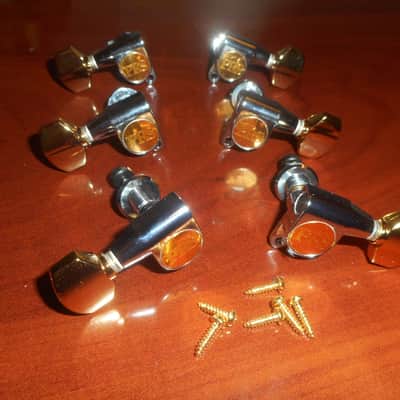 PRS Phase II Locking Tuning Keys (6) - GOLD/NICKEL HYBRID, #ACC-4382